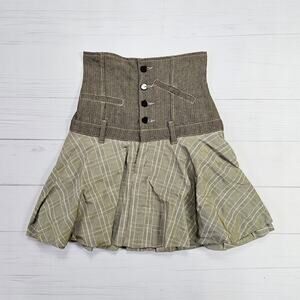 Euro Skirt Bubble Hem Plaid Y2k Maggie High Waist - Size 27